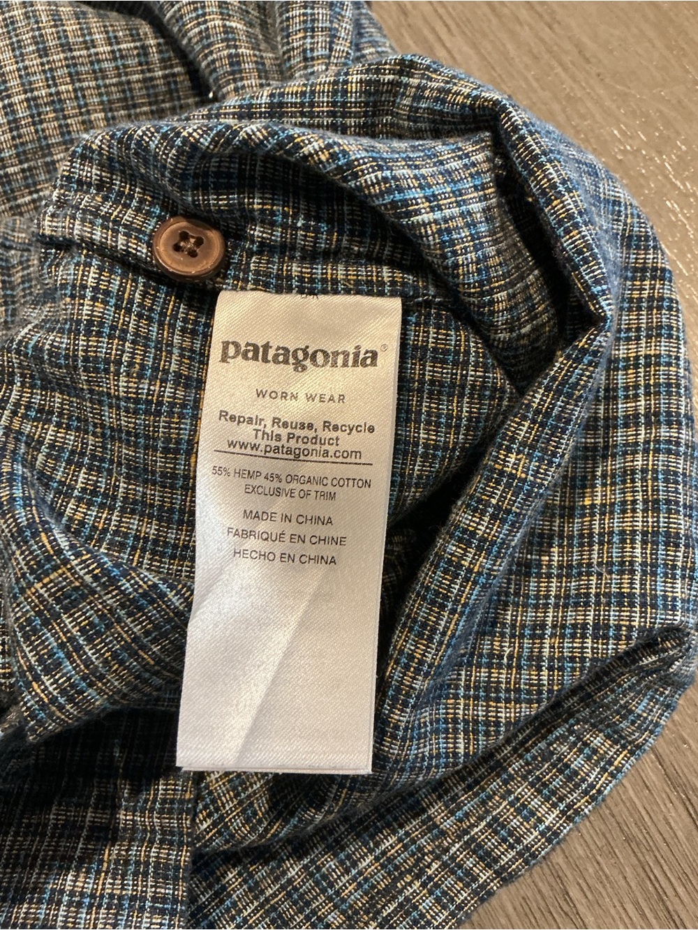 Patagonia Men’s Back Step Shirt Blue Plaid Short Sleeve M Hemp Cotton - Picture 4 of 11